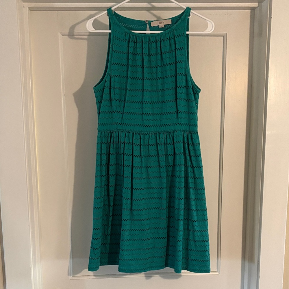 LOFT Teal Sleeveless Mini Dress